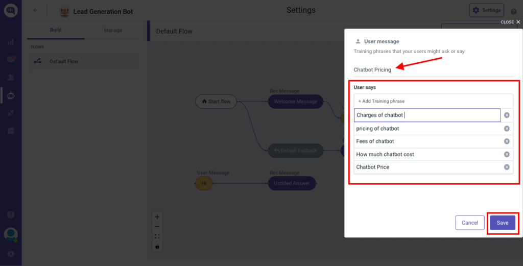 Set-up user input in Kommunicate Bot builder