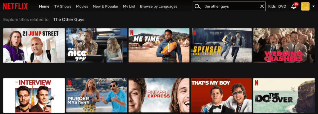 A selection of films and television series presented on Netflix, illustrating the wide range of content available to subscribers.