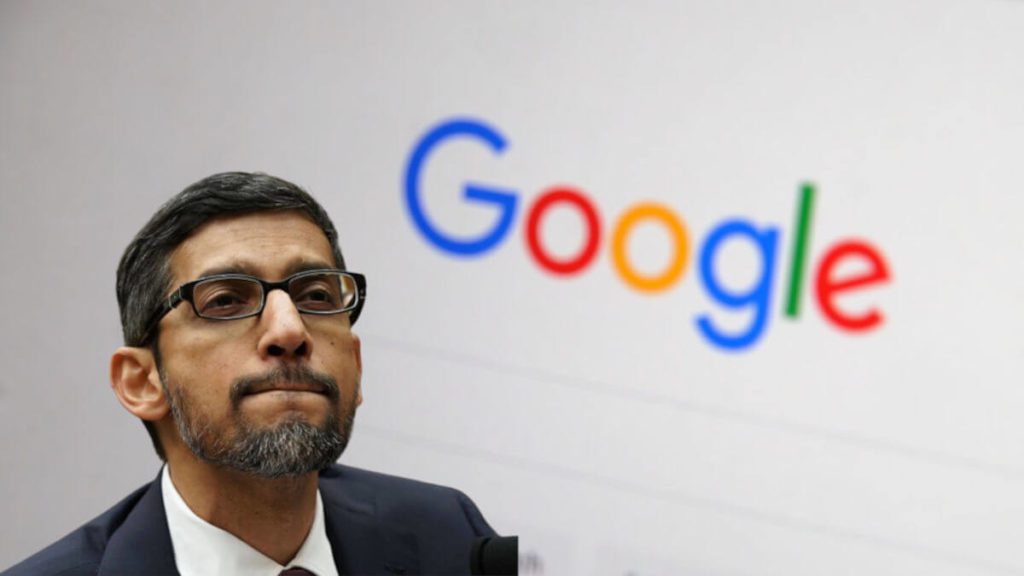 Sundar Pichai in google background