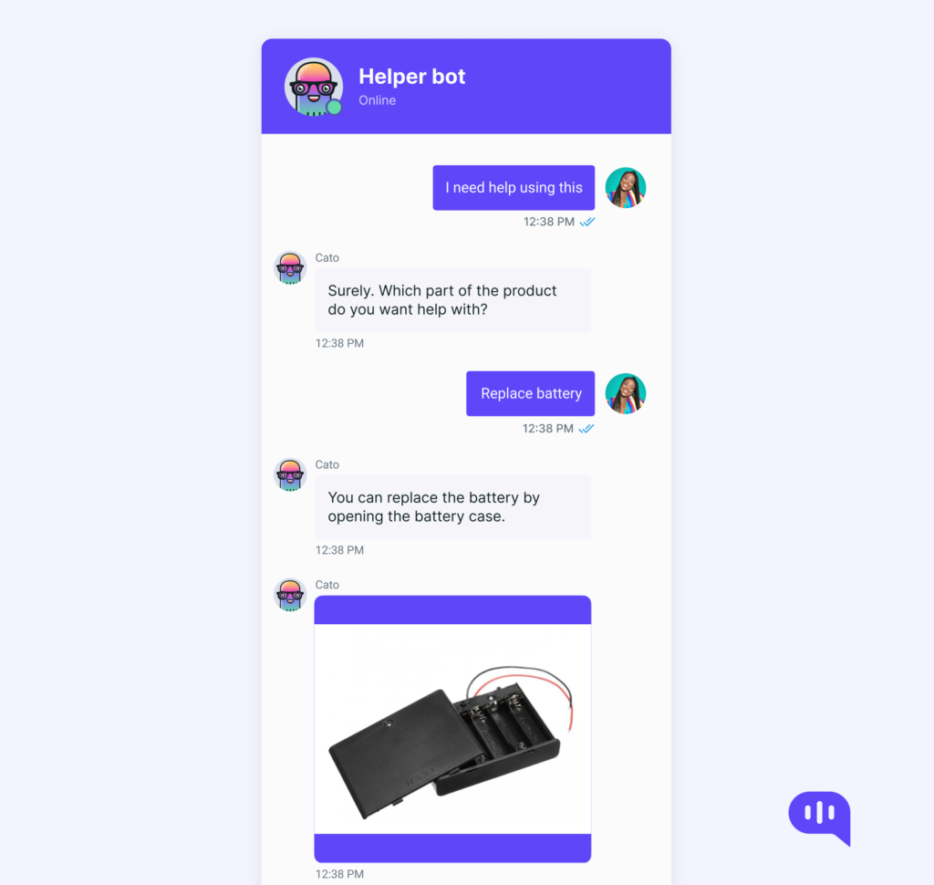 Image showing an AI chatbot for customer service helping a customer with a battery replacement