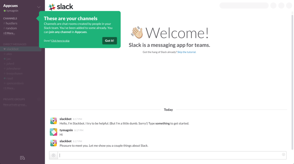 Slack onboarding