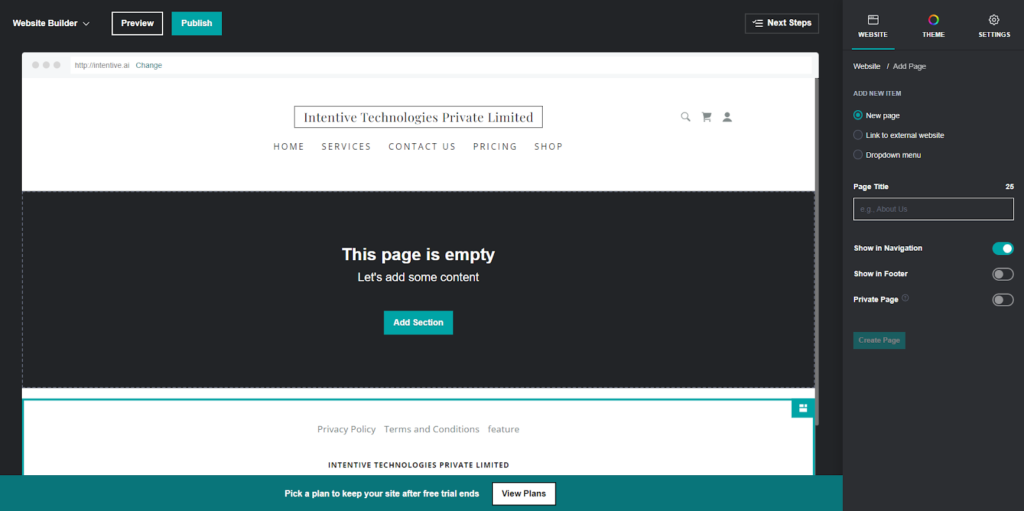 PAGE section