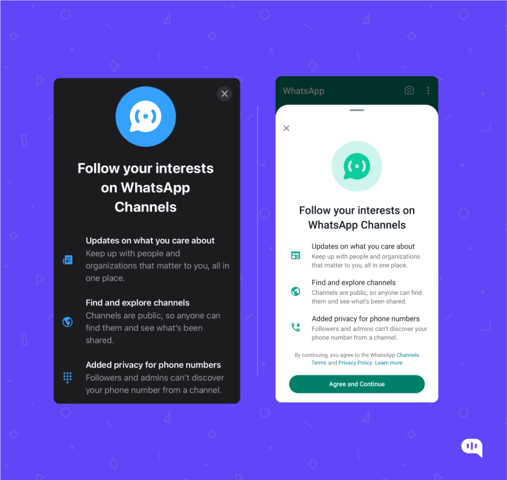 Setup channels on WhatsApp