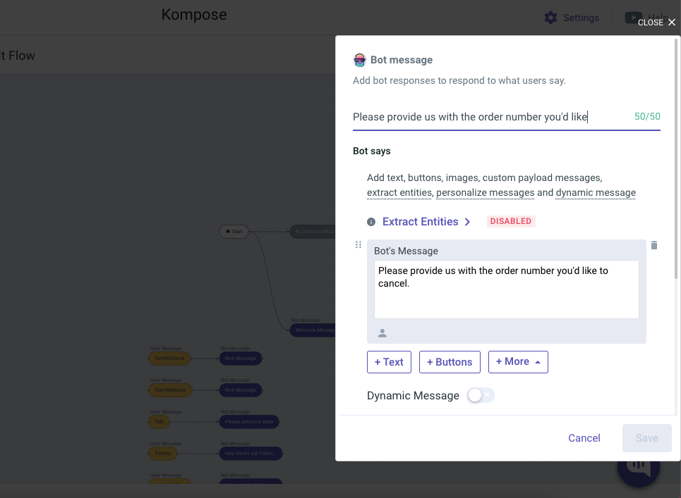Close User message page