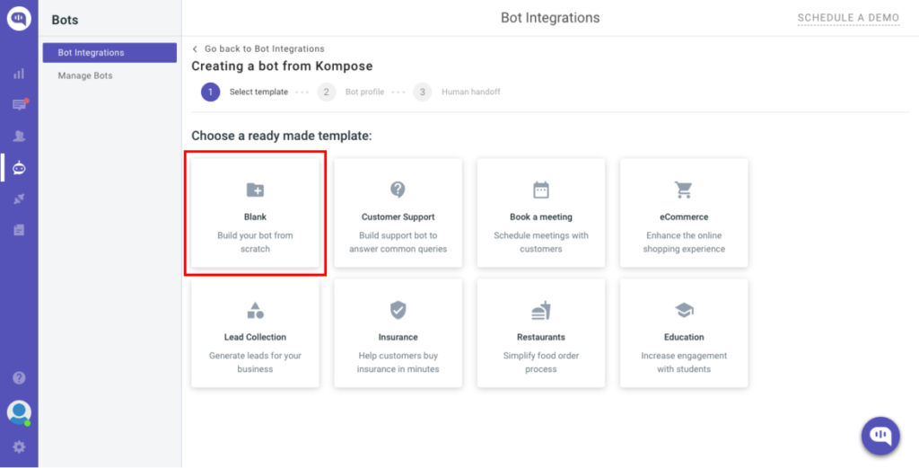 Create a bot from Kompose Kommunicate Bot Builder