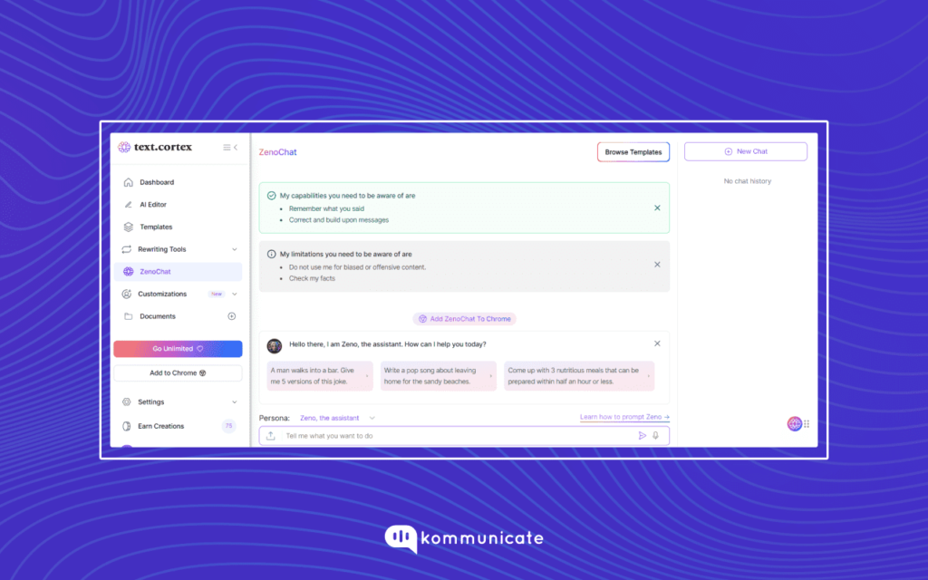 ZenoChat (by text.cortex) generative ai tool