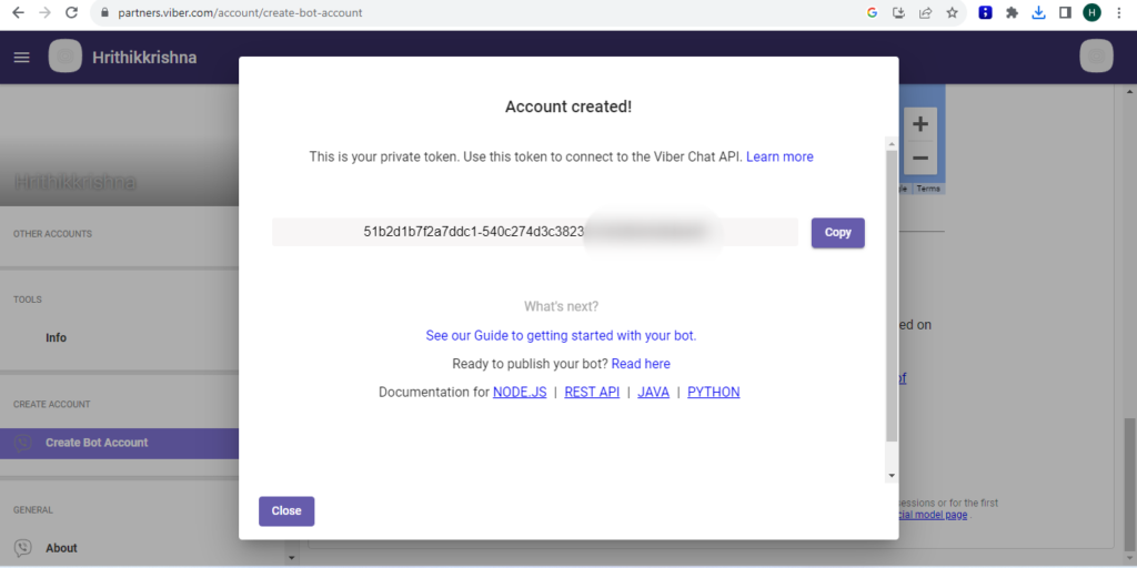 API token
