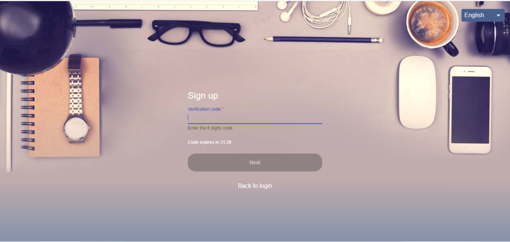 Sign up page