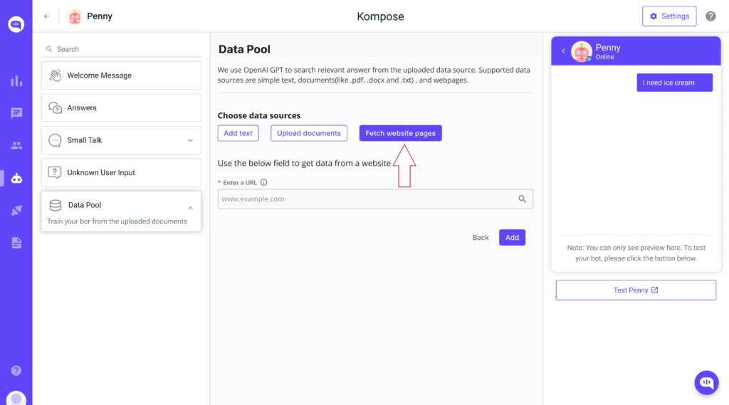 Kommunicate Generative AI Webscraper Solution