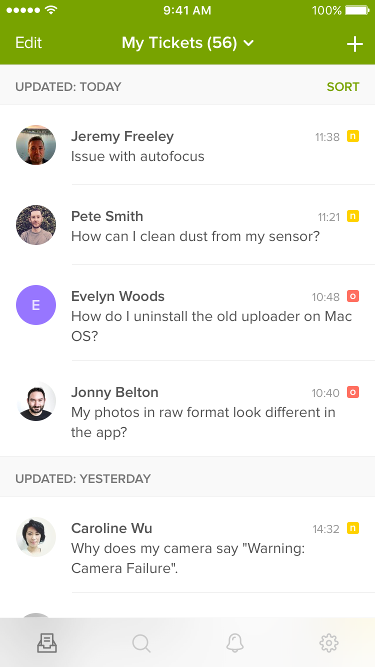 Zendesk Mobile Application Zendesk Features: Mobile application
Image showing the Screenshot of a support ticket list