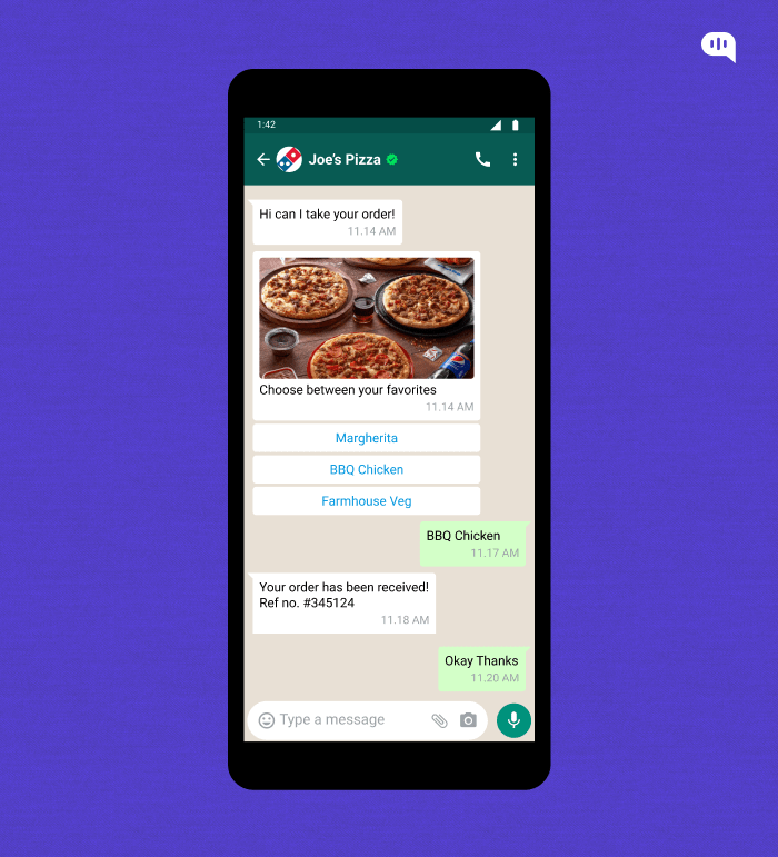 Take customer orders through chat