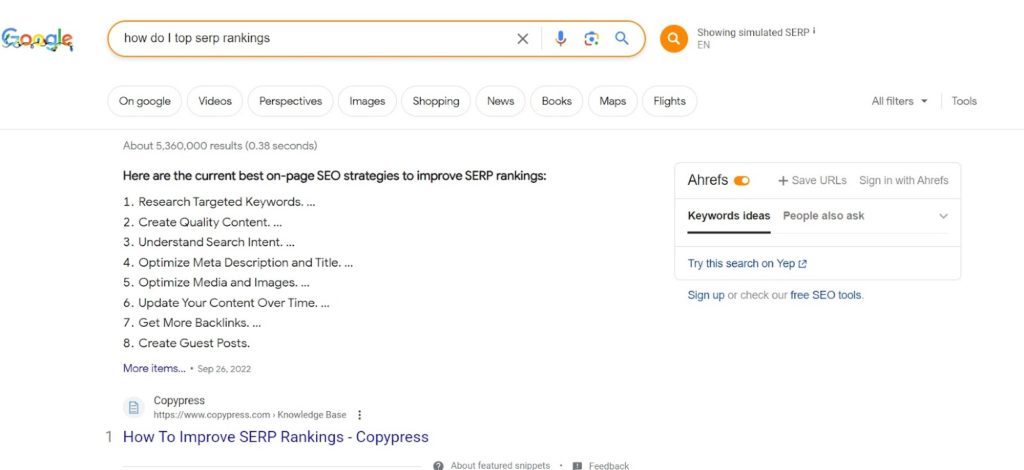 Google Search results