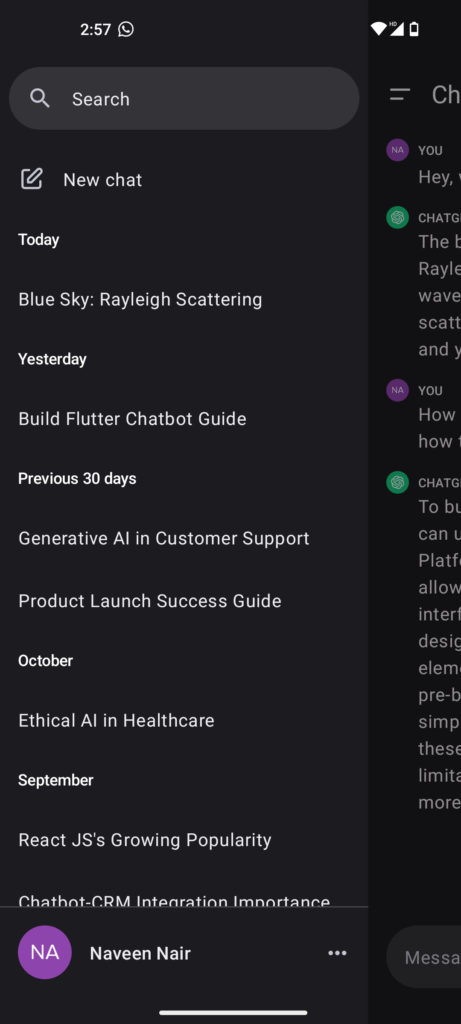 ChatGPT options