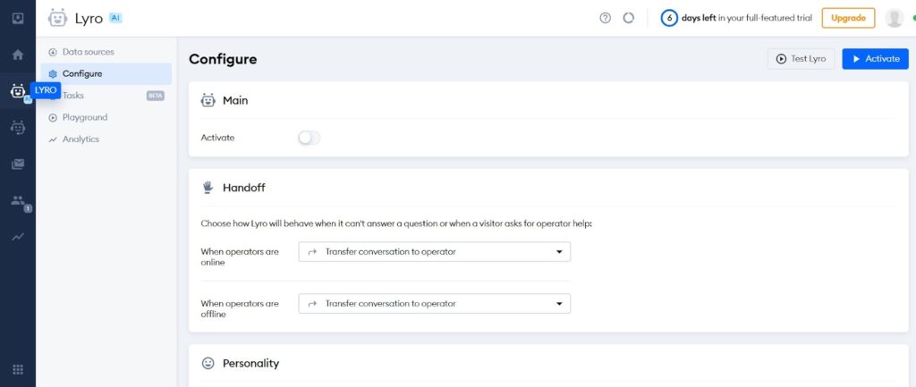 Tidio Lyro Configuration