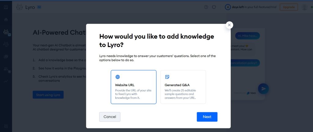 Add knowledge url to Lyro