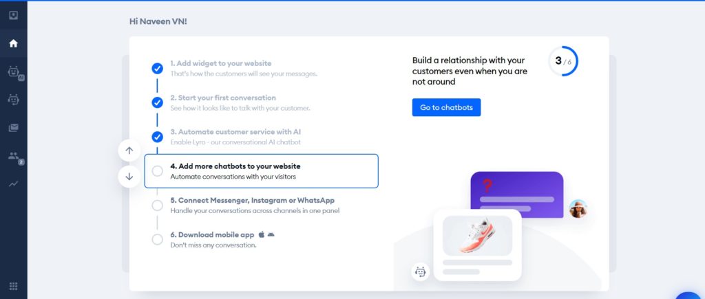 Tidio create chatbot step 1