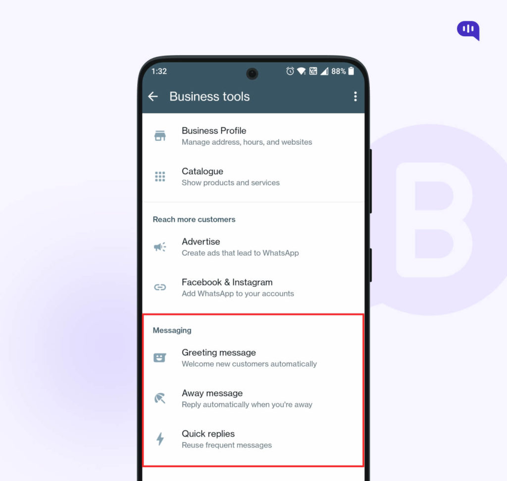 Select whatsapp auto reply