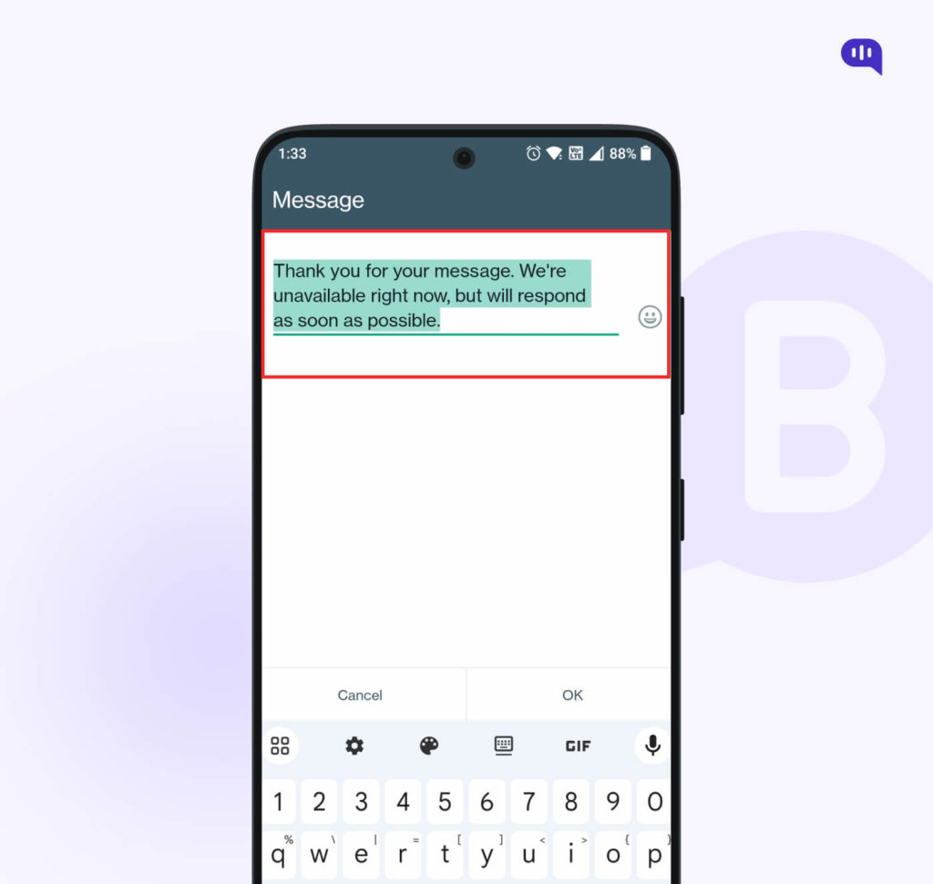 edit message for whatsapp auto reply