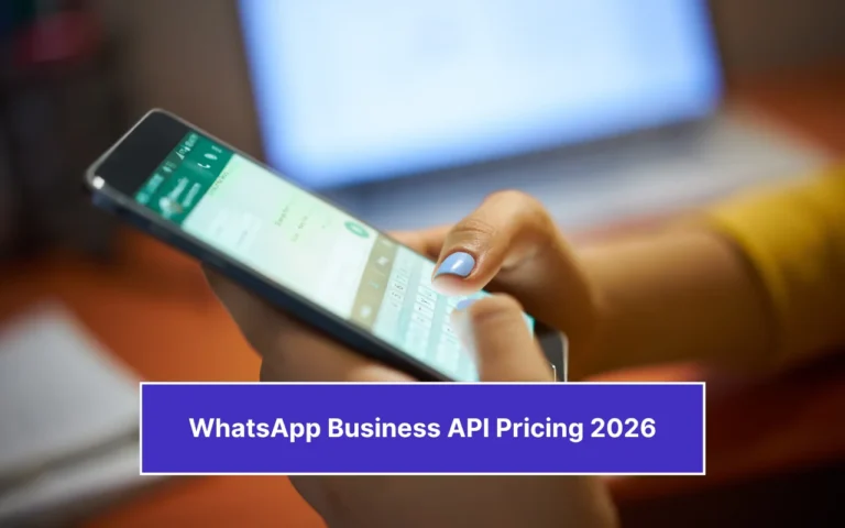 Dark-themed interface showing partially obscured text and UI elements related to WhatsApp Business API pricing, with chat-like message bubbles and blurred pricing details in the background.