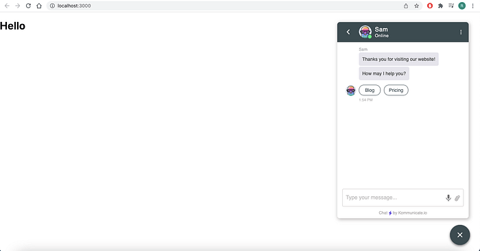 chatbot on reactjs website