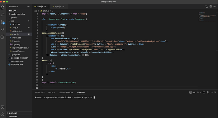 start app locally - Code editor