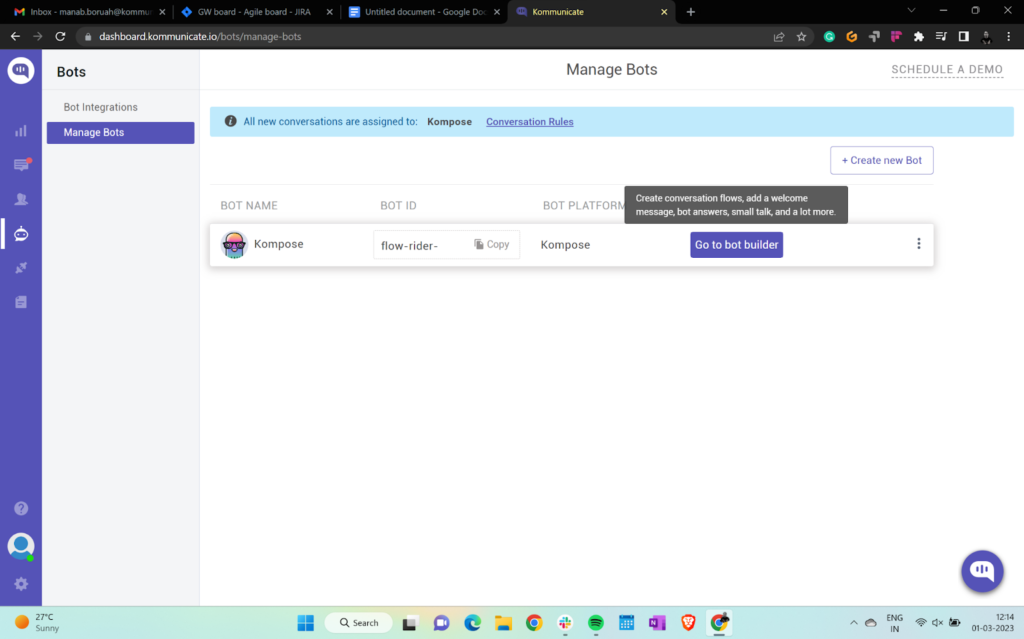 manage bots window