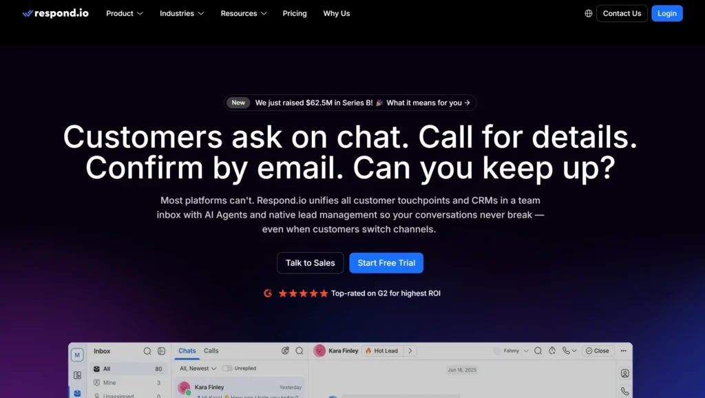 Respond.io omnichannel customer conversation management platform