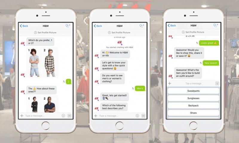 AI chatbot in mobile app: H&M's AI chatbot interface on a mobile app, offering personalized fashion recommendations and user interaction