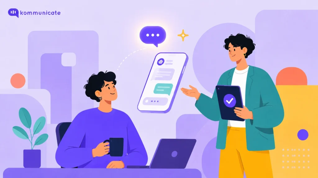 Kommunicate AI agent managing Instagram Business Chat conversations between a customer and support agent
