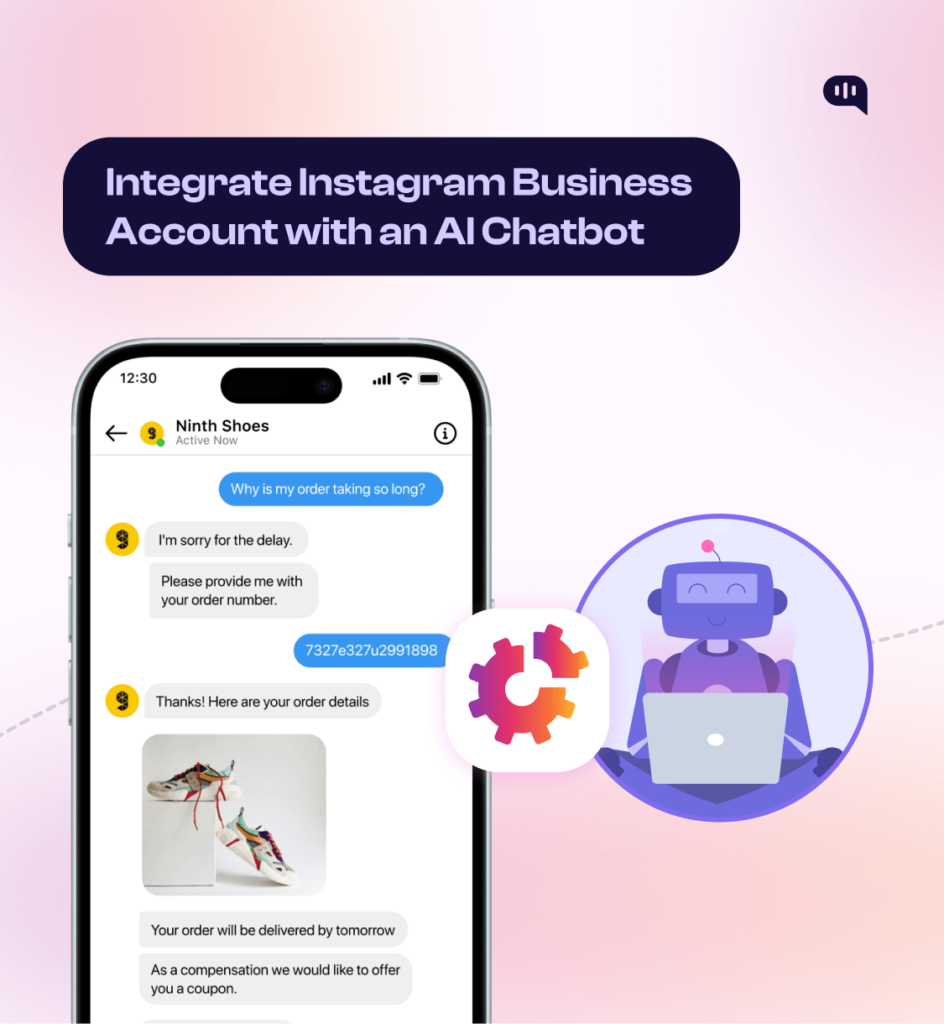 Integrate Instagram Business Account with an AI Chatbot Image showing integration of Instagram Business Account with an AI Chatbot