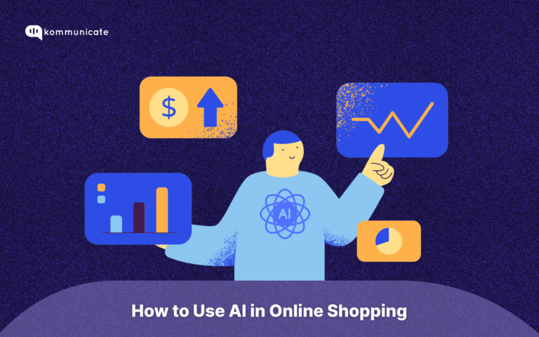 How Can AI Be Used In Online Shopping? Illustration of AI-driven analytics and growth indicators, symbolizing the impact of voice-activated AI chatbots in transforming customer support and driving business success.