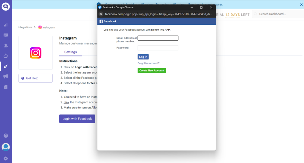 Enter the credentials for your Facebook account to log in Log in to Facebook with your credentials