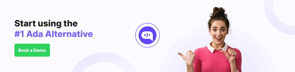 Start using the #1 Ada Alternative CTA Banner saying "Start using the #1 Ada Alternative" with Kommunicate's logo in the between and a lady pointing towards it.