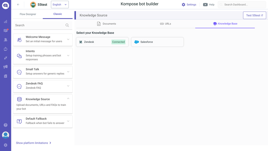 Know Source section to connect your FAQs from Zendesk Know Source section to connect your FAQs from Zendesk