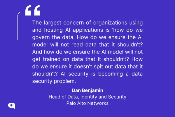 Quote on AI data governance and security concerns by Dan Benjamin, Palo Alto Networks The head of data science at an AI firm, depicted in a formal setting, symbolizing innovation and analytical prowess.