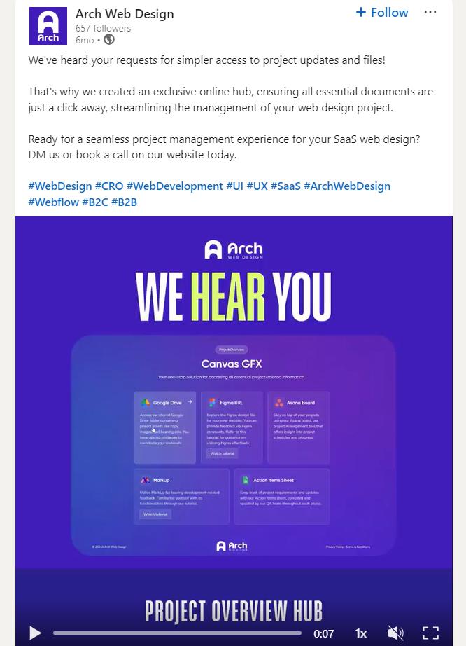 Arch Web Design's new online hub streamlines SaaS web design project management. A visual guide to the project overview hub, designed to help you easily launch and manage your projects effectively.