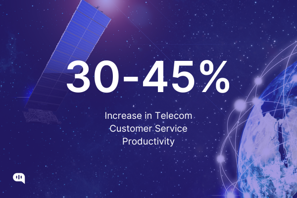 Boost your telecom team's productivity by 30-45%! A visual representation of the potential increase in telecom customer service productivity, estimated to be between 30-45%.