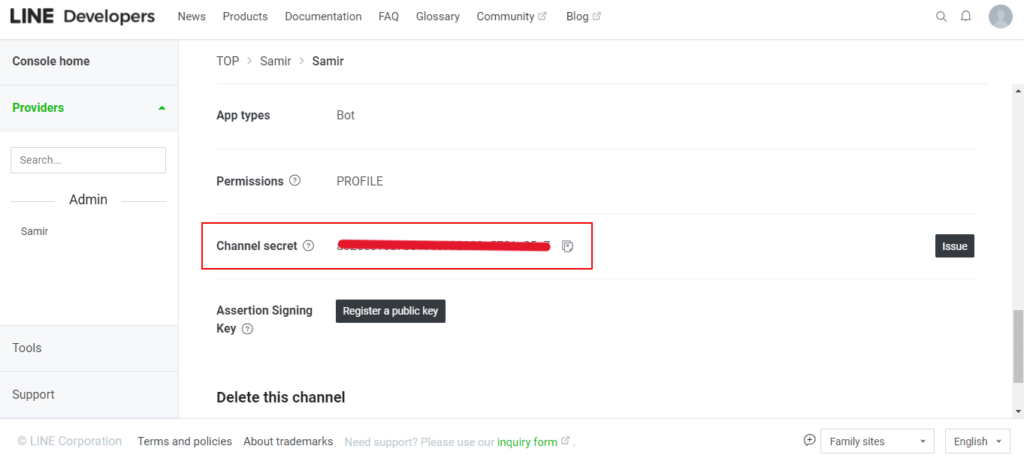 Line - Channel Secret