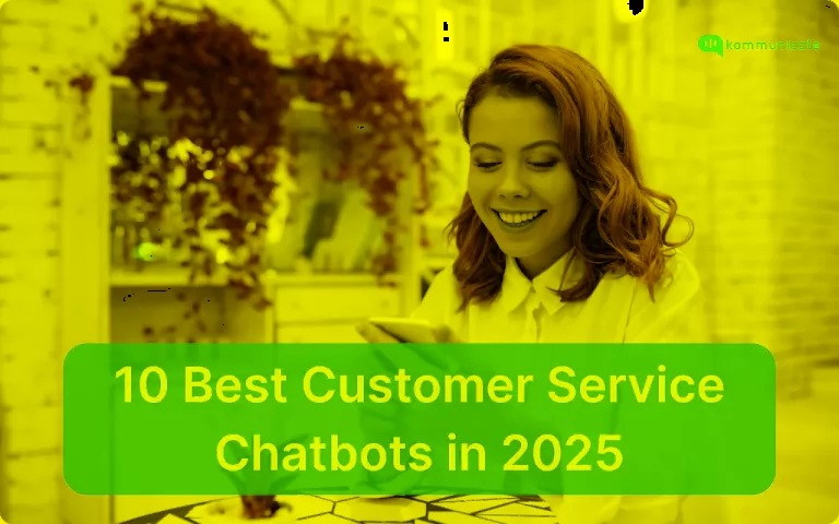 The image is the featured image for a blog titled 10 Best Customer Service Chatbots in 2025