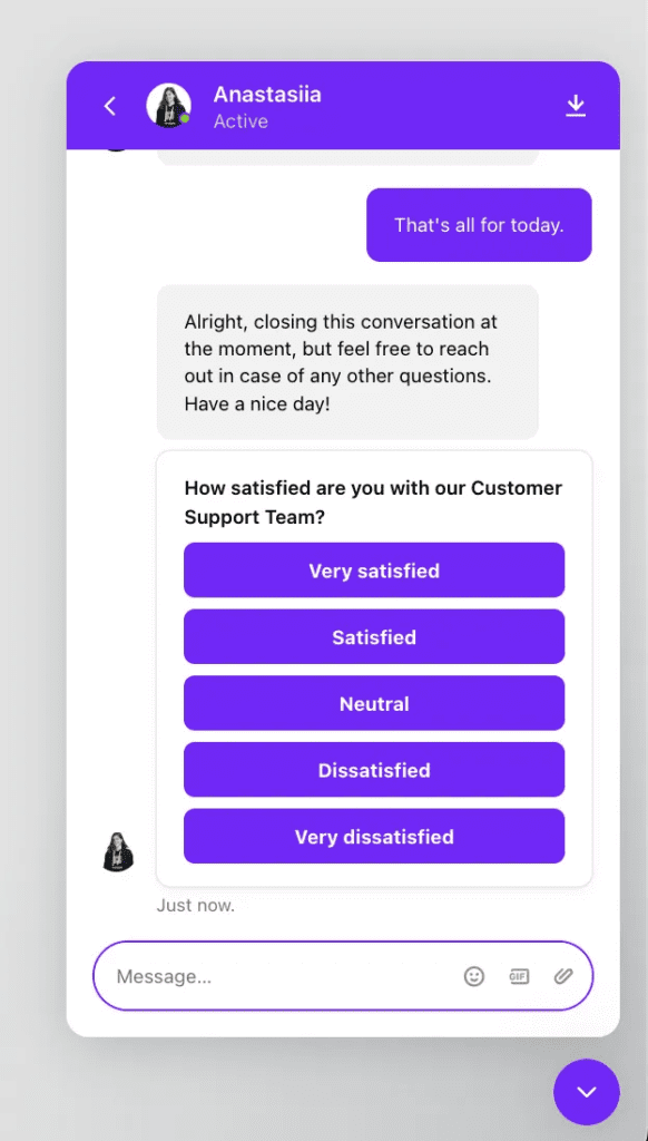 Net promoter score in a chat conversation