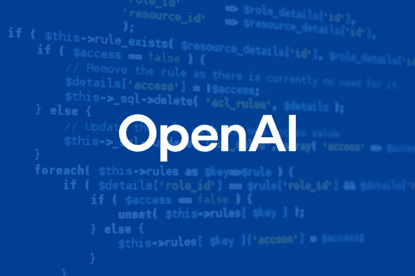 Text Saying OpenAI with coding in the background