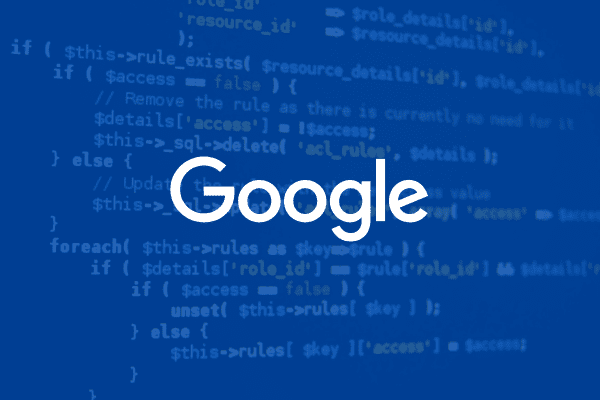 Text saying Google with and coding in the background