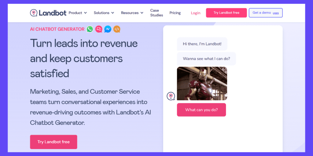 Landbot landing page