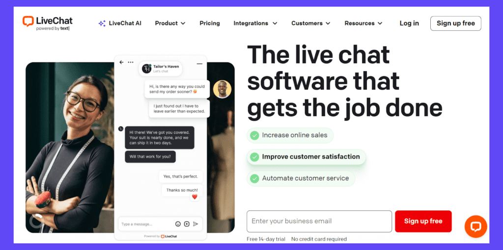 Livechat landing page