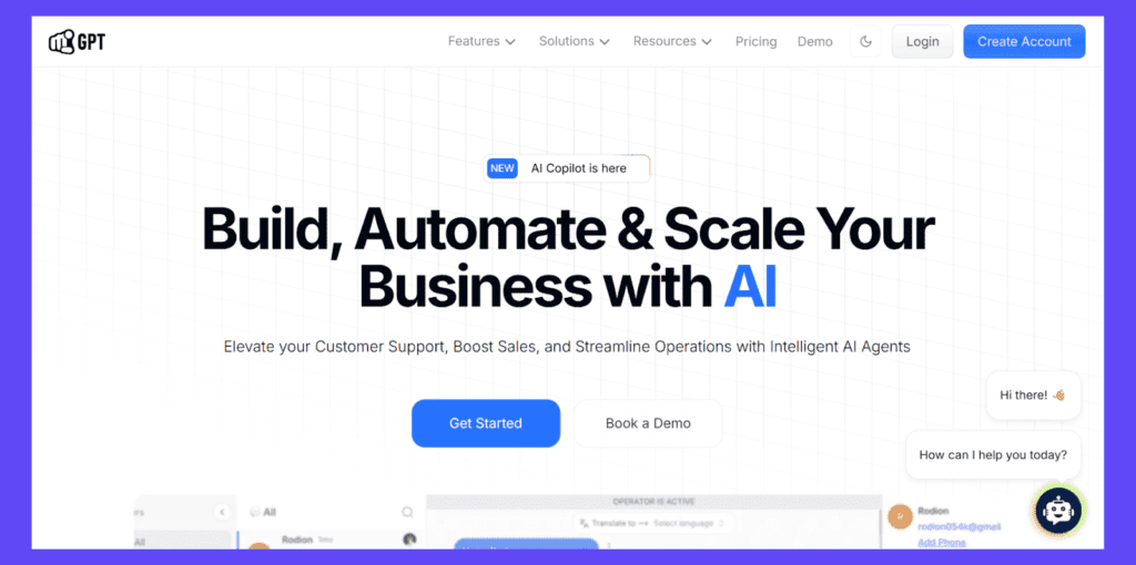 YourGPT landing page