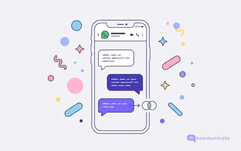 Illustration of a WhatsApp chat on a smartphone where an AI agent’s reply hands the conversation off to a human agent